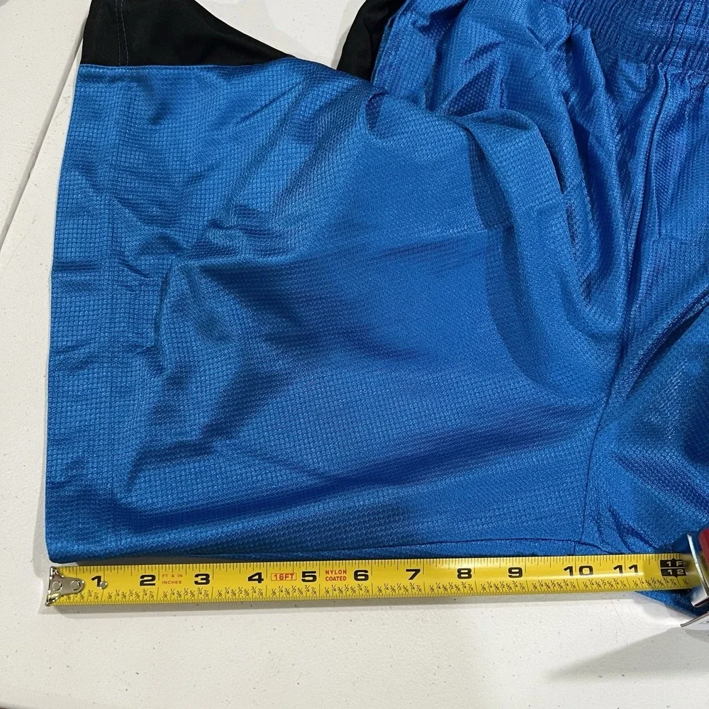 NIKE Vintage Y2K Basketball Shorts Men's Large Dazzle Shiny Silky Blue Black